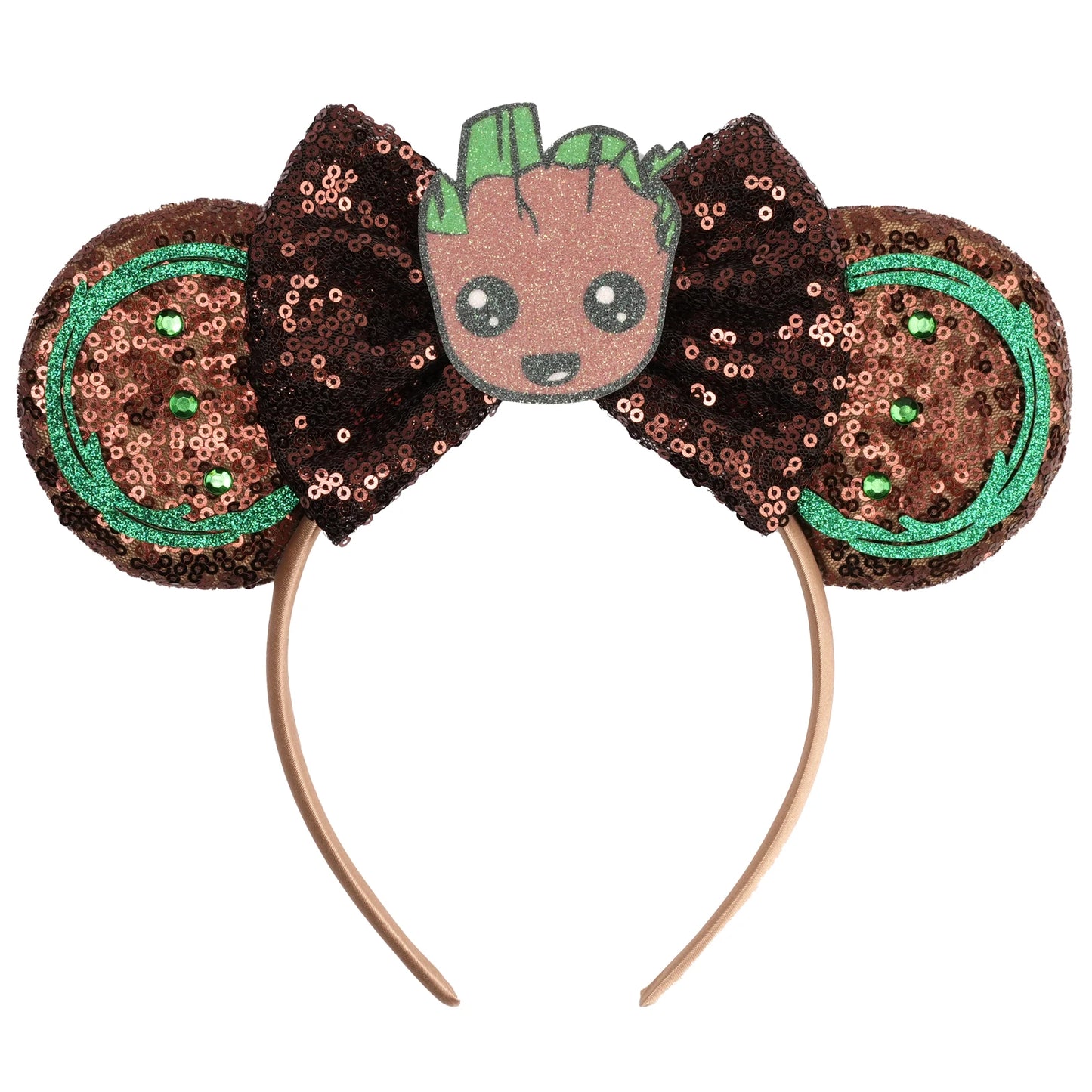 2025 Mickey Mouse Ear Headband Chip and Dale Bow Sequin Hairband Women Hair Hoop Birthday Gift Adult/Child Cosplay Accessories