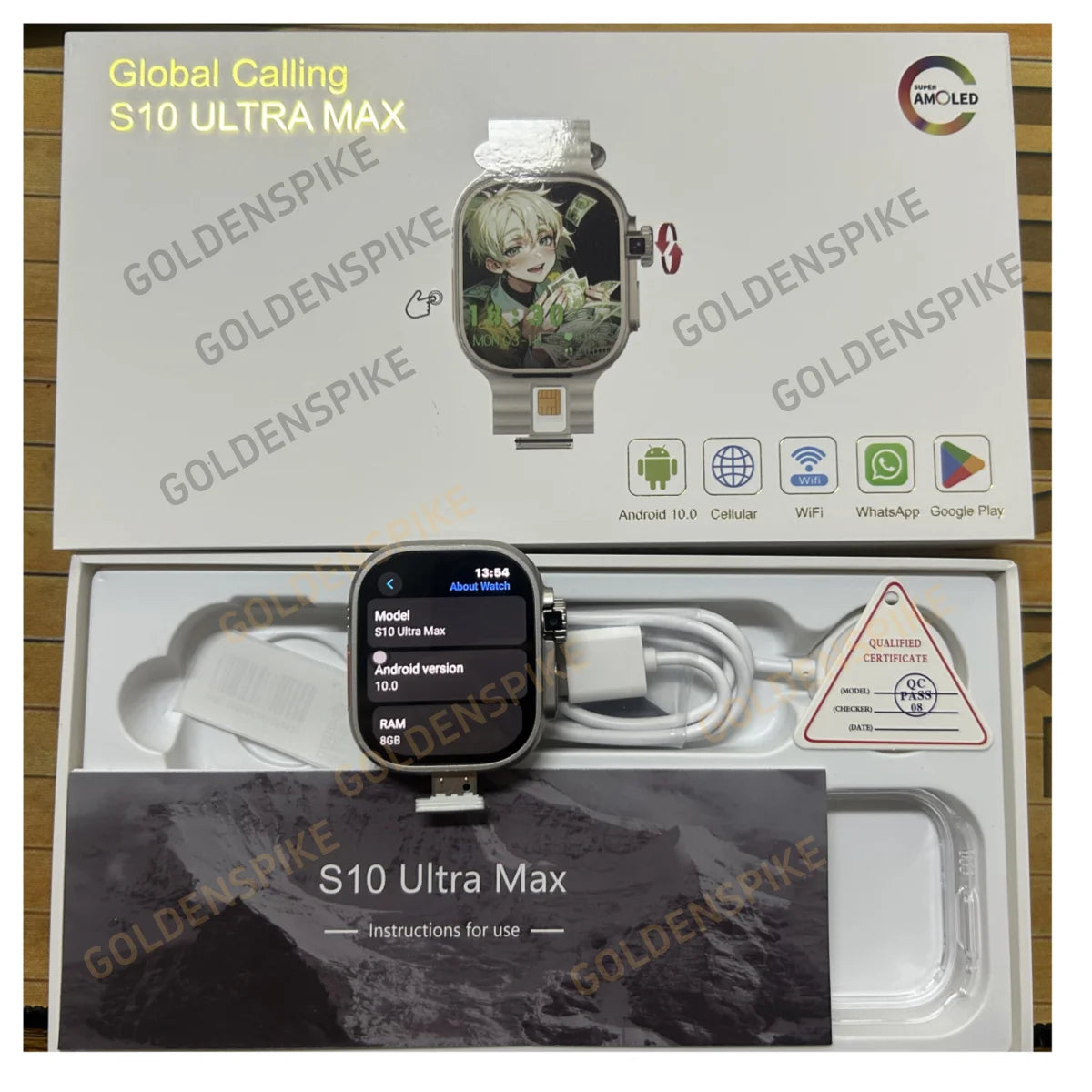 S10 Ultra Max Smartwatch 4G Android 10.0 2.2inch Amoled Rotary Camera Video Call GPS WIFI App Download S10 Ultra Smart Watch Men
