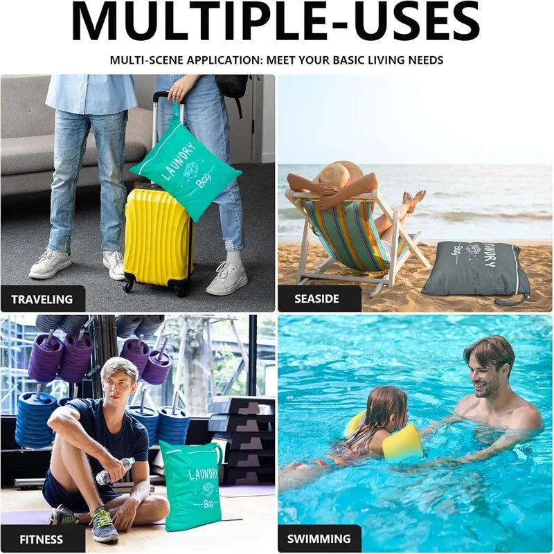 Large Travel Laundry Bag Waterproof Wet Dry Bags for Gym Clothes Swimming Yoga Machine Washable Dirty Clothes Organizer