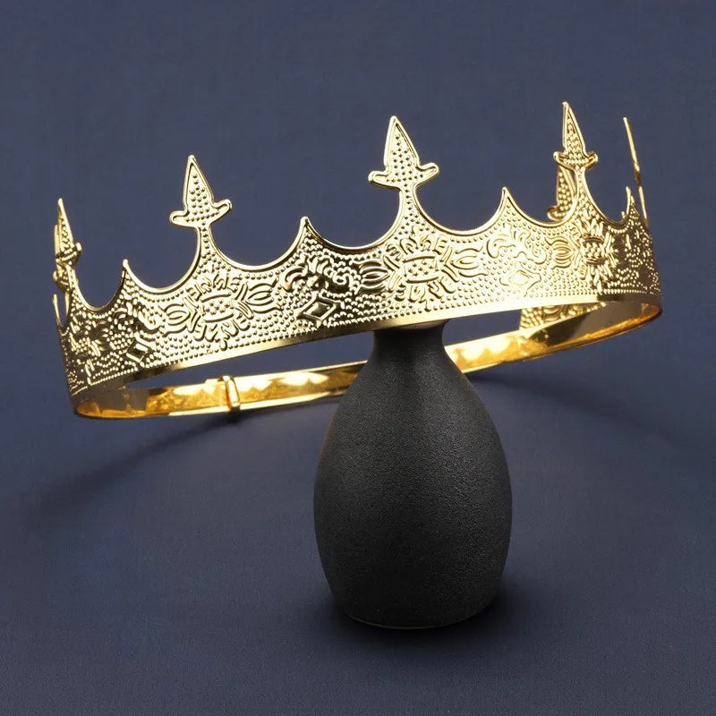 Royal Men's Round Crown Prince Crown Wedding Birthday Ball Party Halloween Decoration Bride Universal
