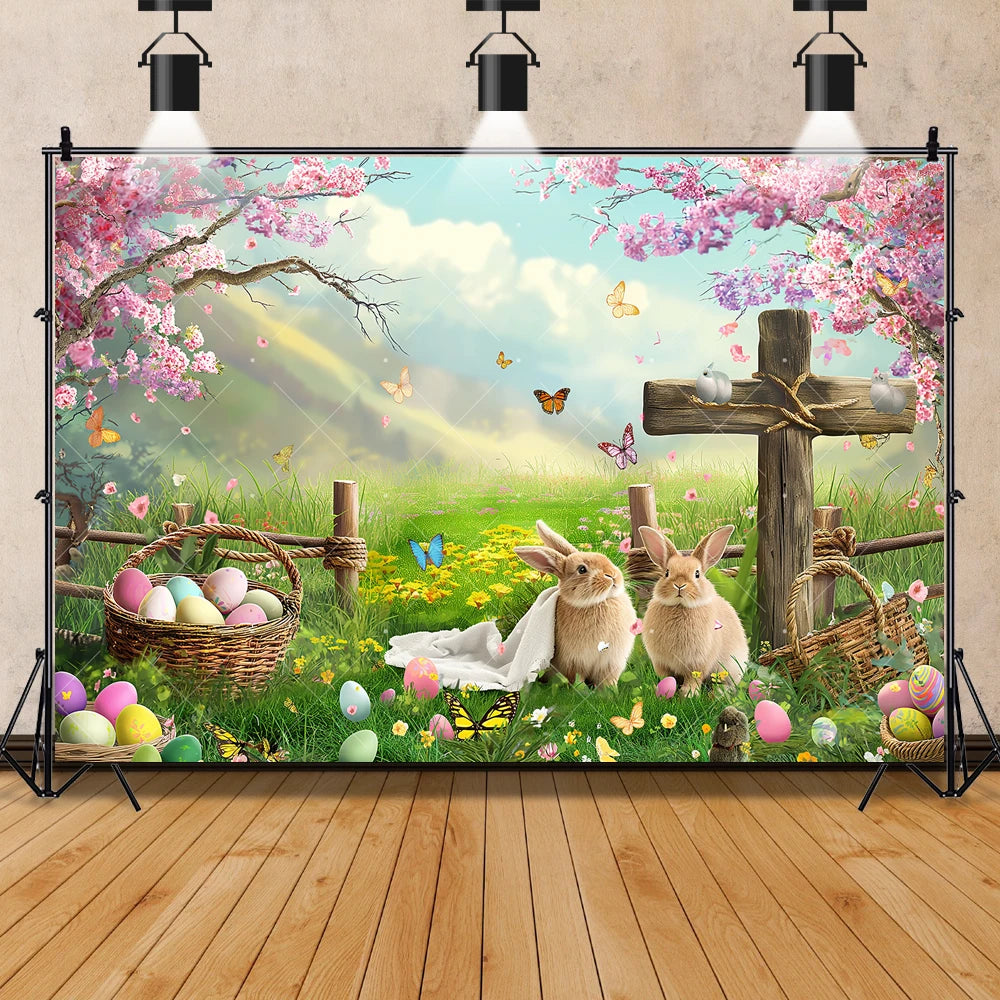 Easter Jesus Communion Cross Theme Banner Shooting Background Cloth, Children Birthday Decoration Photography Studio Background
