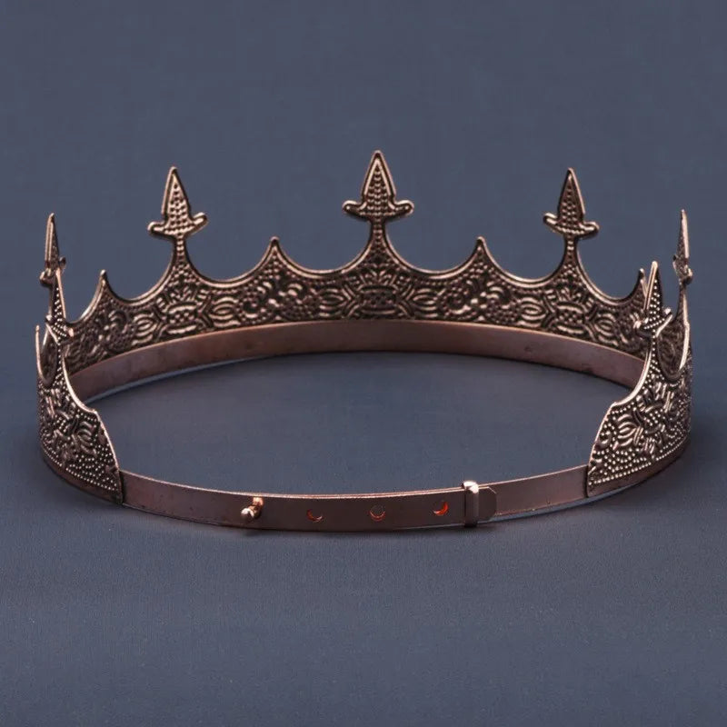 Royal Men's Round Crown Prince Crown Wedding Birthday Ball Party Halloween Decoration Bride Universal