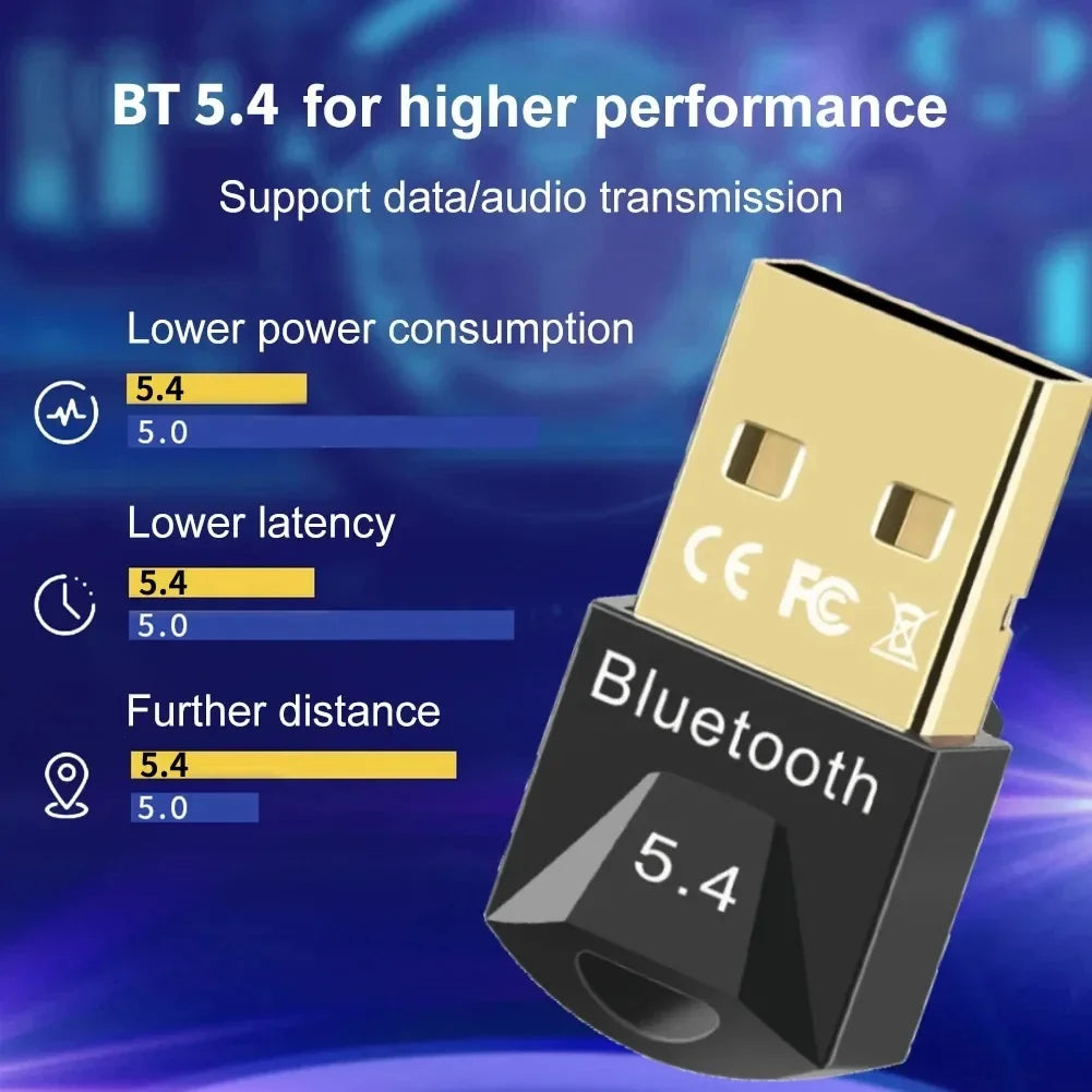 Bluetooth 5.4 USB Adapter Transmitter Bluetooth Audio Dongle Receiver Wireless Adapter for Speaker Mouse Computer Laptop