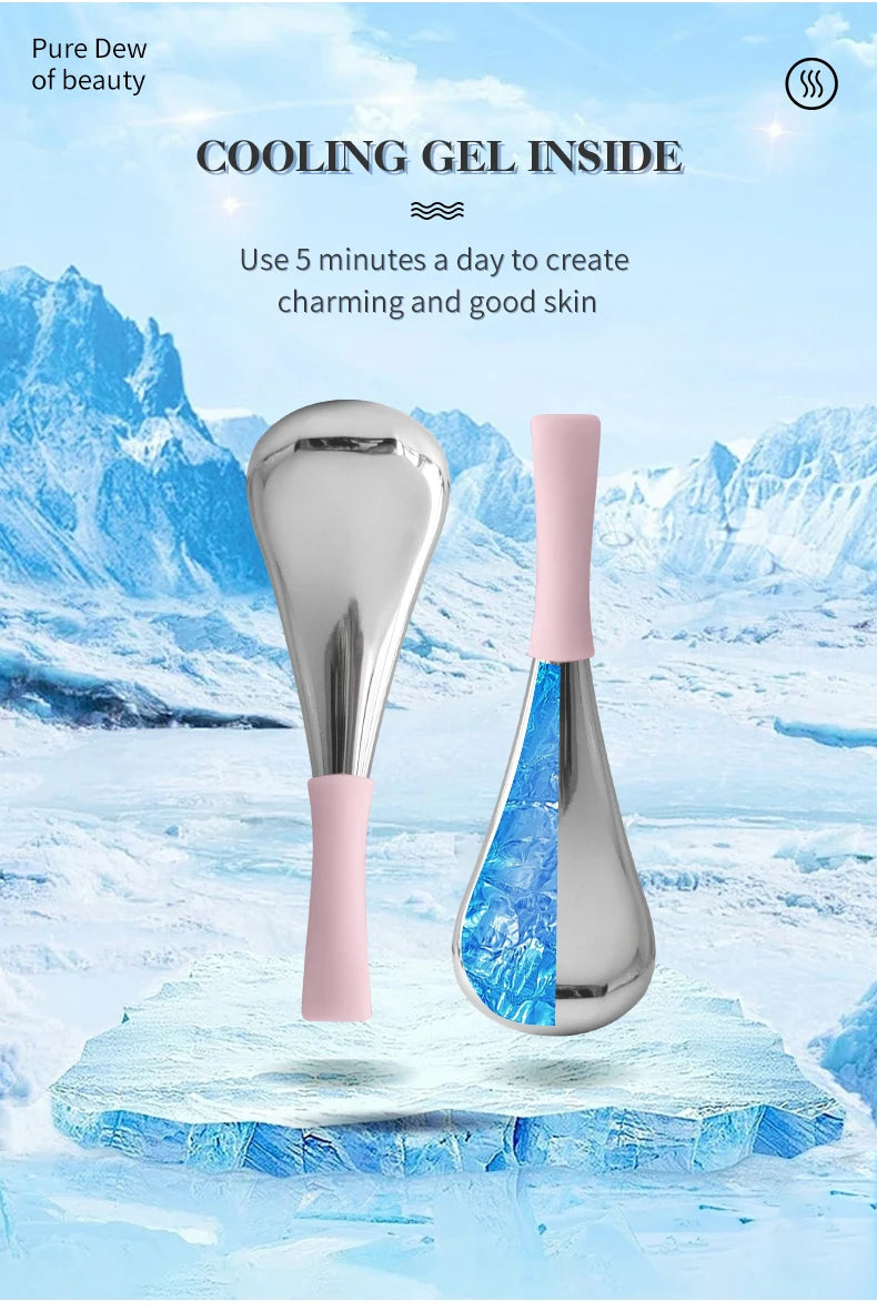 Ice Globes for Face Eyes Stainless Steel Cryo Sticks for Beauty Routines Facial Cold Roller Cooling Globes for Puffiness Wrinkle
