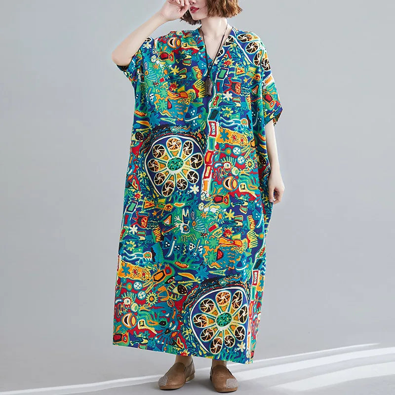 Summer Dress for Women Clothing Streetwear Ethnic Style Bohemian Beach Vintage Clothes Casual Fashion Harajuku Loose Streetwear