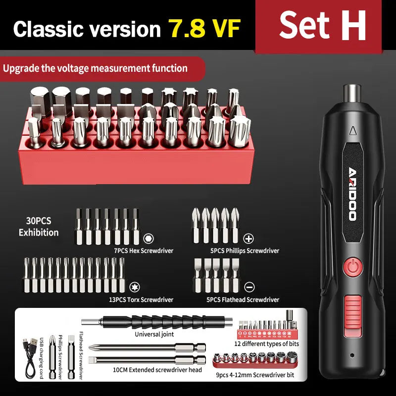 Precision Electric Screwdriver Set 4.2V 15Nm 300rmin Home Rechargeable Mini Multifunctional Repair Tool w LED Light Lightweight