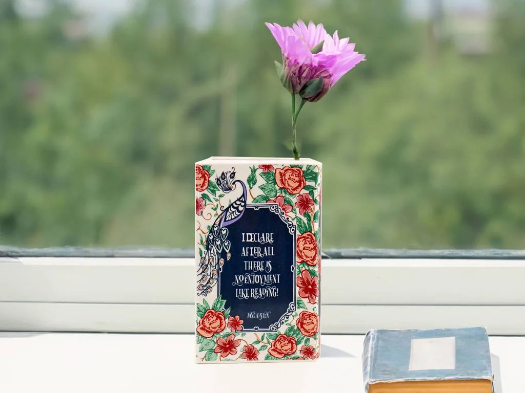 Ceramic Book Vase Pride and Prejudice Cute Bookshelf Decor Unique Gift for Book Lovers Home Interior Wall Shelf Decoration House