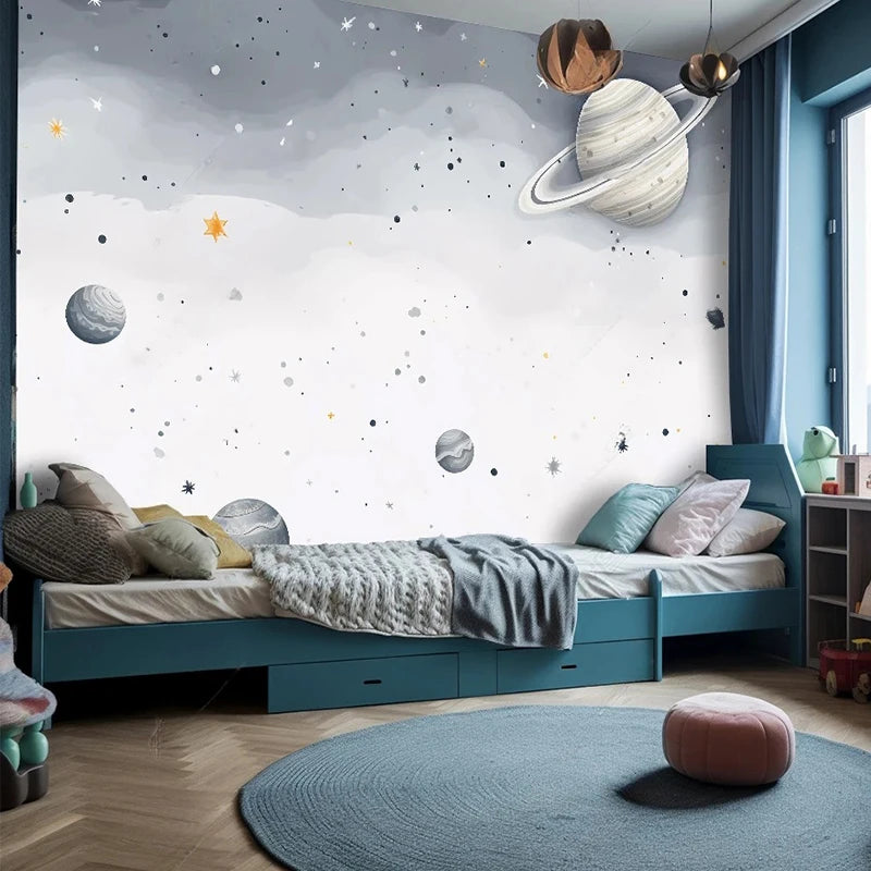 Custom Mural Wallpaper Cartoon Children's Room Kindergarten Cosmic Starry Sky Interior Background Wall Painting 3D Papel Tapiz