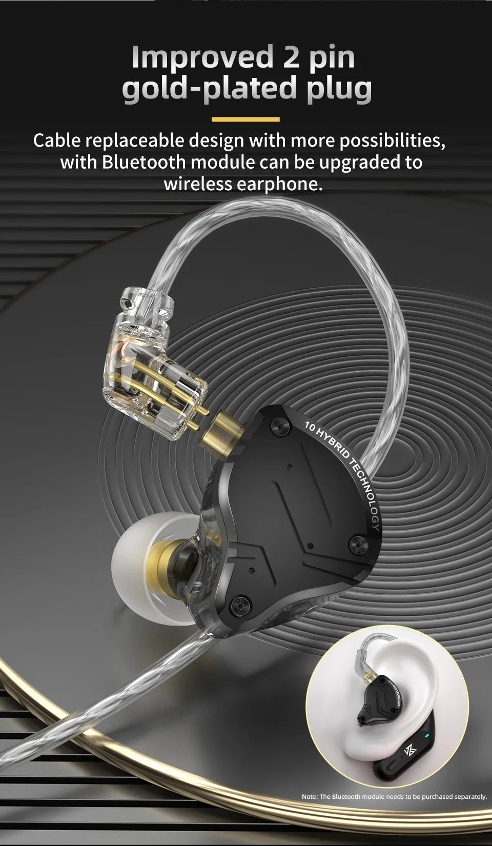 KZ ZS10 PRO X 1DD+4BA Metal Headset Hybrid drivers HIFI Bass Earbuds In-Ear Monitor Noise Cancelling Earphones ZS10PROX