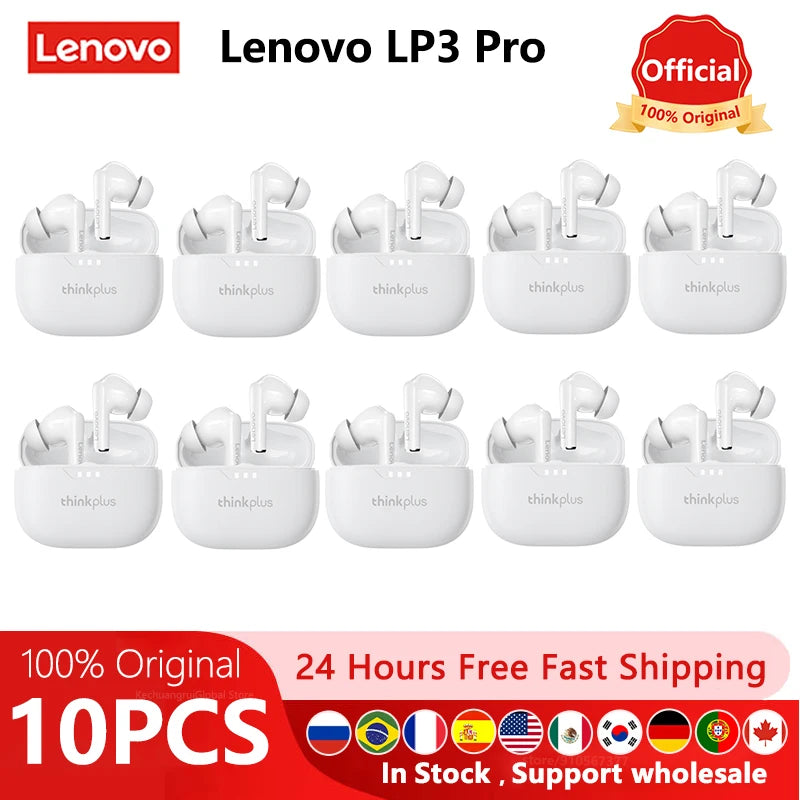 10pcs Lenovo LP3 Pro Wholesale 2pcs Original lp3pro Wireless Bluetooth Headphones HiFi Stereo Earbuds Noise Reduction With Mic