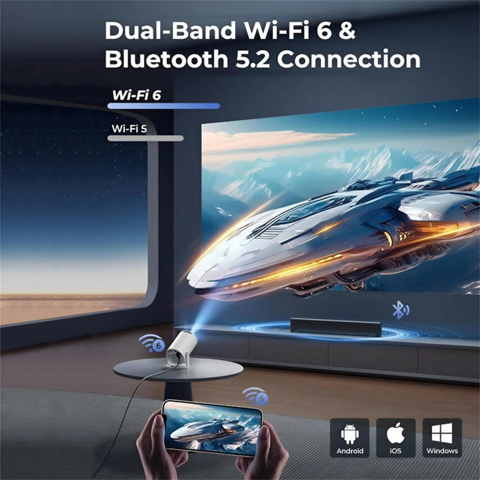 New Projector 4K Wifi6 290ANSI Cinema Outdoor Portable Projetors ﻿BT5.4 1080P 1280*720P Home Cinema Outdoor Projetor