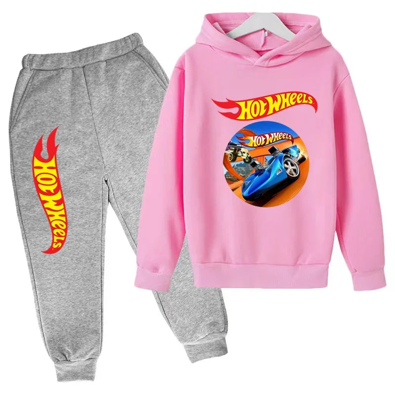 Kids Clothing Hot Wheels Car Game Printed Hoodie Coat 3-12 Yrs Boys Girls Toddler Top+pants Fashion Sweatshirt Casual Sportswear