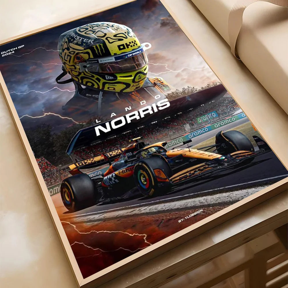 1pc F1 Formula 1 L-Lando Norris Poster Self-adhesive Art Waterproof Paper Sticker Coffee House Bar Room Wall Decor