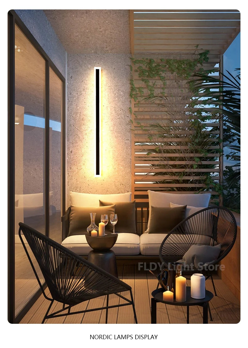 Wall Lamps Line Minimalist  Light Long Strip  Outdoor Waterproof Garden Decoration Villa Background Wall Garden Lights