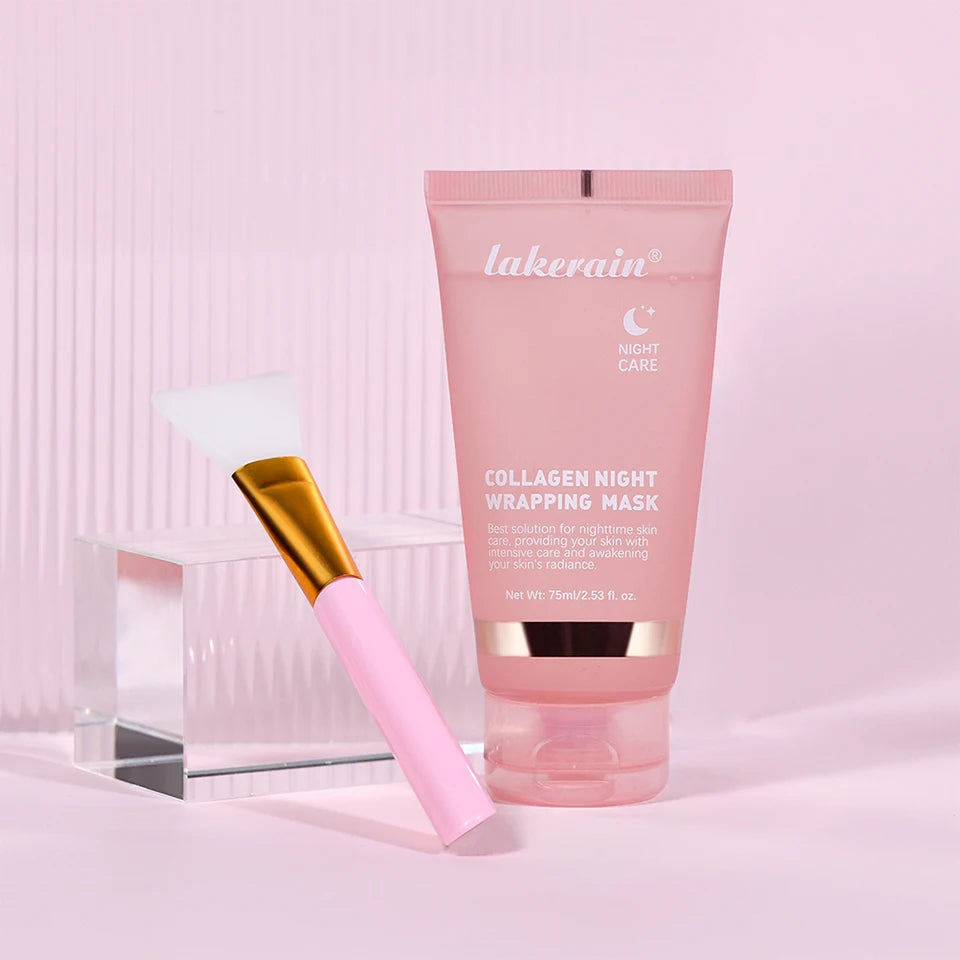 Collagen Wrapping Mask And Brush Set Rejuvenation Moisturize Brightening Korean Face Mask Make Glowy Skin Elasticity Facial Mask