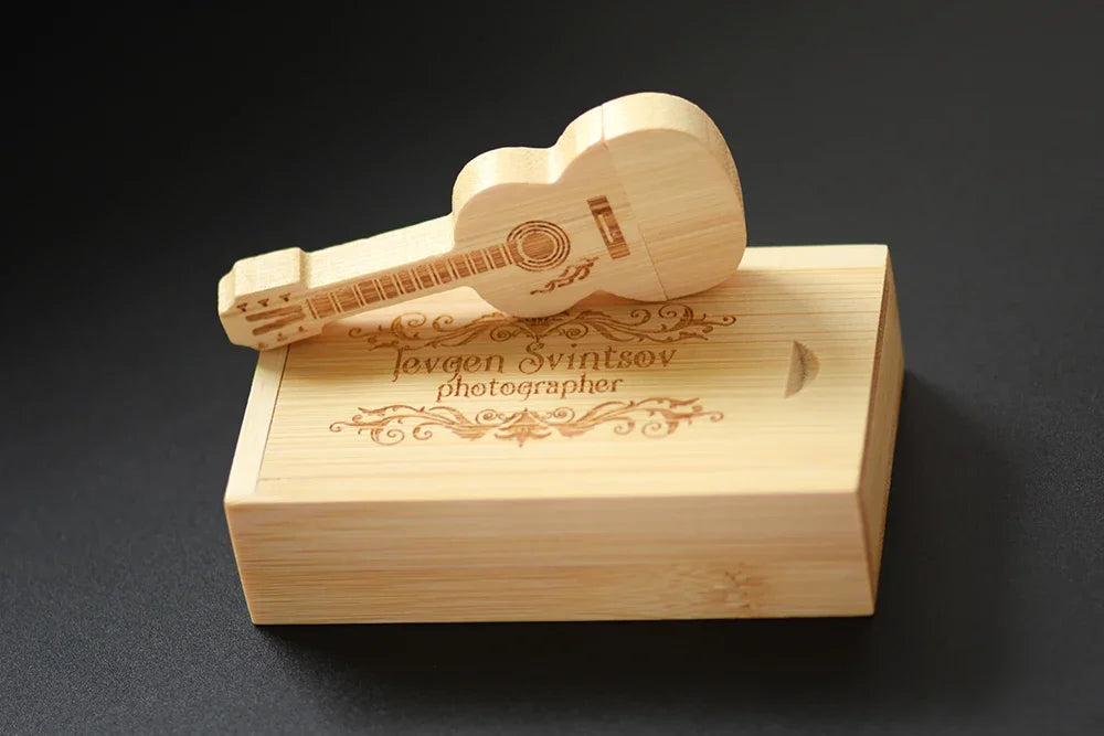 JASTER USB 3.0 Flash Drives Wooden Guitar 128GB Free Custom Logo Pen Drive 64GB with Box Memory Stick Music Business Gift U disk