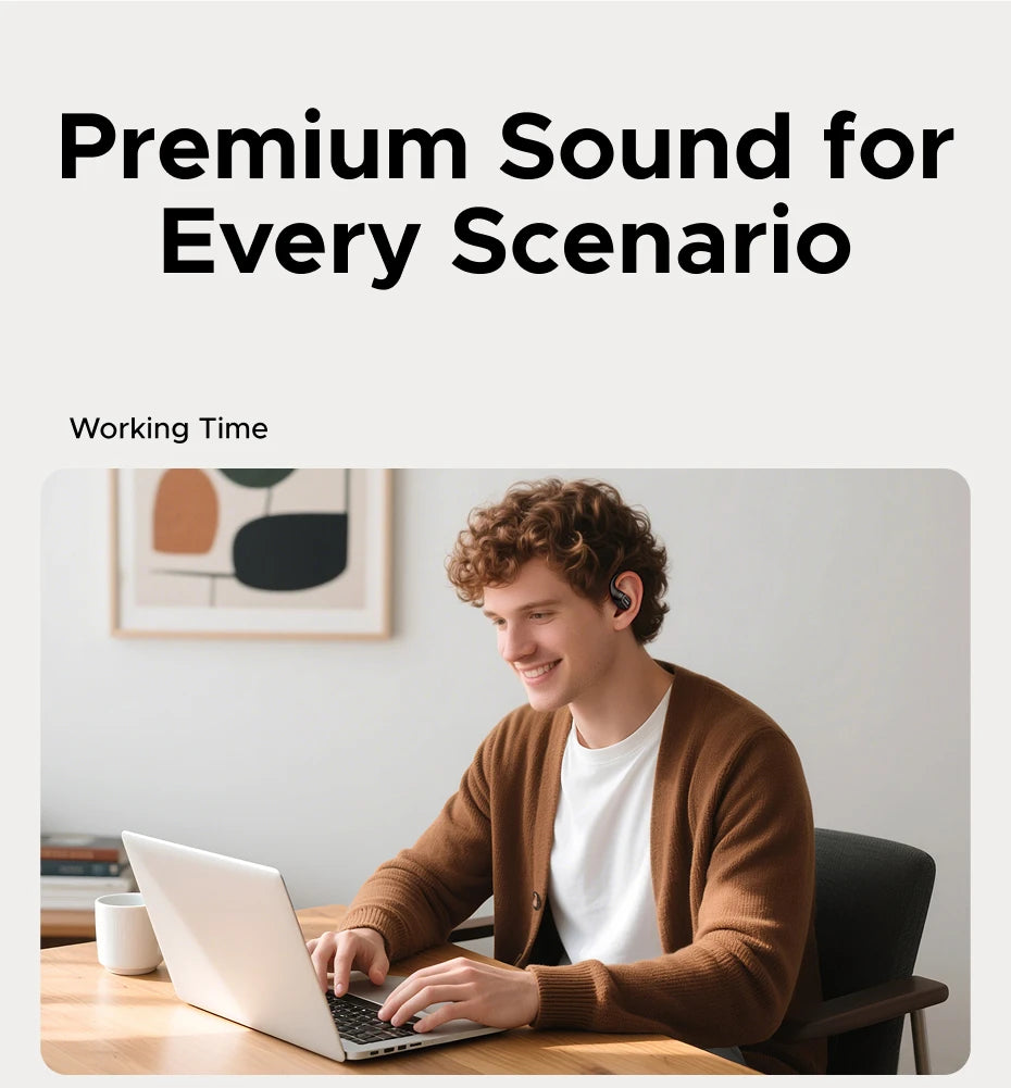 UGREEN FitBuds Open-Ear Headphones Earphones, Ear-hook TWS True-Wireless Bluetooth 6.0 Wireless Earbuds, Spatial Audio, 30H play