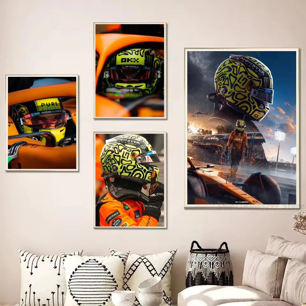 1pc F1 Formula 1 L-Lando Norris Poster Self-adhesive Art Waterproof Paper Sticker Coffee House Bar Room Wall Decor