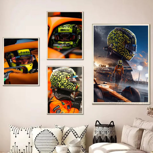 1pc F1 Formula 1 L-Lando Norris Poster Self-adhesive Art Waterproof Paper Sticker Coffee House Bar Room Wall Decor