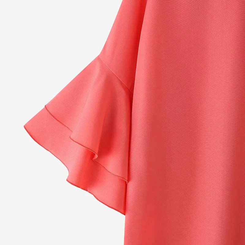 ZANZEA 2025 Fashion Summer Blouse Women Flare Sleeve Casual Tops Loose Ruffled Shirts Solid Color Elegant OL Blusas Femininas