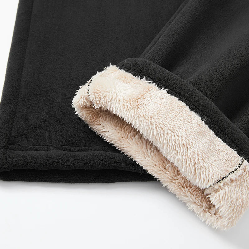 YJKVUR Unisex 2025 Winter New Oversize Pants Men Women Warm Fleece Liner Drawstring Trousers Casual Comfortable Gym Sweatpants