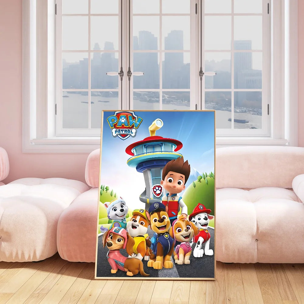 Cartoon P-Paw P-Patrol Intelligent Dog Poster Gallery Prints Self Adhesive Home Decor Decoration Wall Decals Living Room Sticker