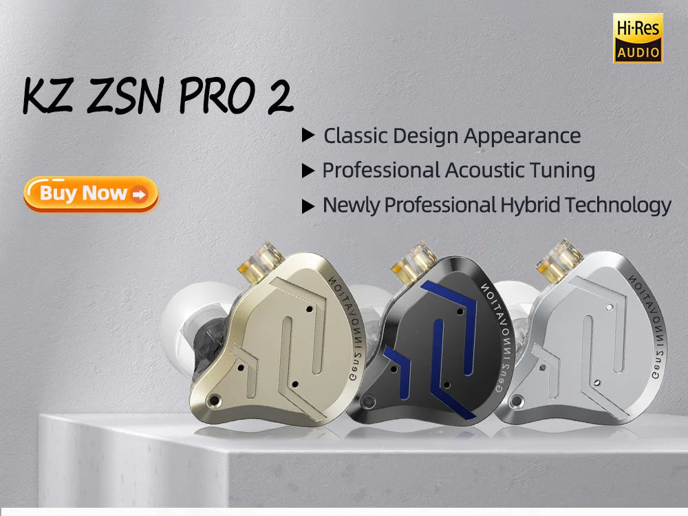 KZ Castor Wired Earbuds Improved Bass HiFi Earphone 2 Dynamic High-end Tunable Balanced Armature In-ear Headphone Music Headset