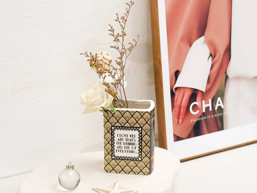 Ceramic Book Vase Pride and Prejudice Cute Bookshelf Decor Unique Gift for Book Lovers Home Interior Wall Shelf Decoration House