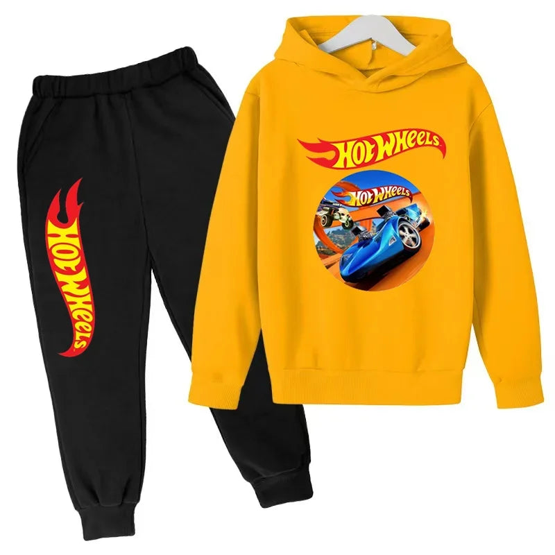 Kids Clothing Hot Wheels Car Game Printed Hoodie Coat 3-12 Yrs Boys Girls Toddler Top+pants Fashion Sweatshirt Casual Sportswear