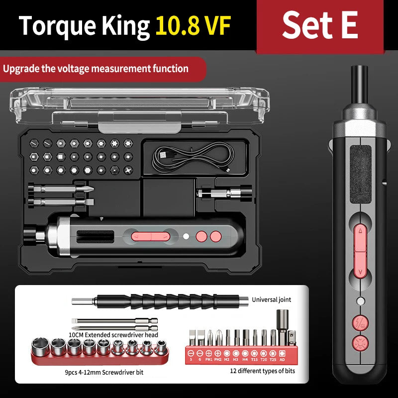 Precision Electric Screwdriver Set 4.2V 15Nm 300rmin Home Rechargeable Mini Multifunctional Repair Tool w LED Light Lightweight