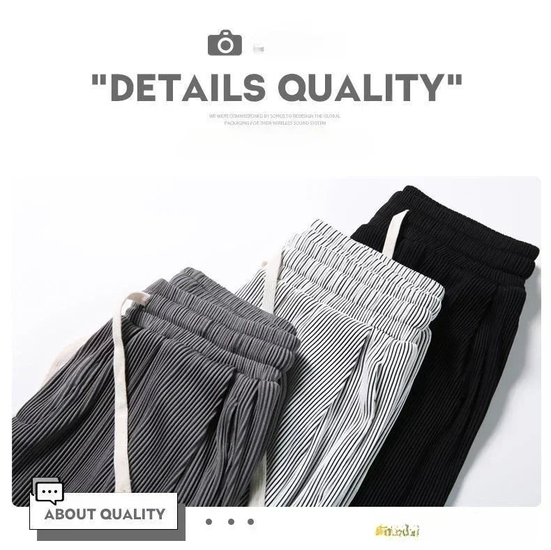 Summer Loose Ice Silk Pants Men's Drape 100KG Size Long Pants Fat Casual Sports Pants Wide Leg Straight Pants Tide Brand