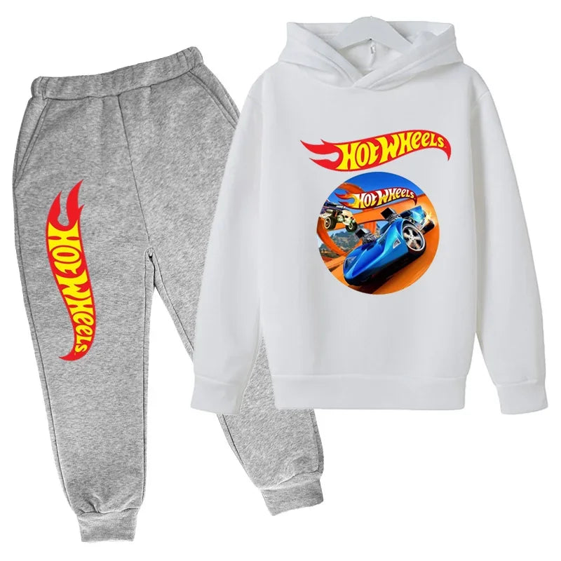 Kids Clothing Hot Wheels Car Game Printed Hoodie Coat 3-12 Yrs Boys Girls Toddler Top+pants Fashion Sweatshirt Casual Sportswear