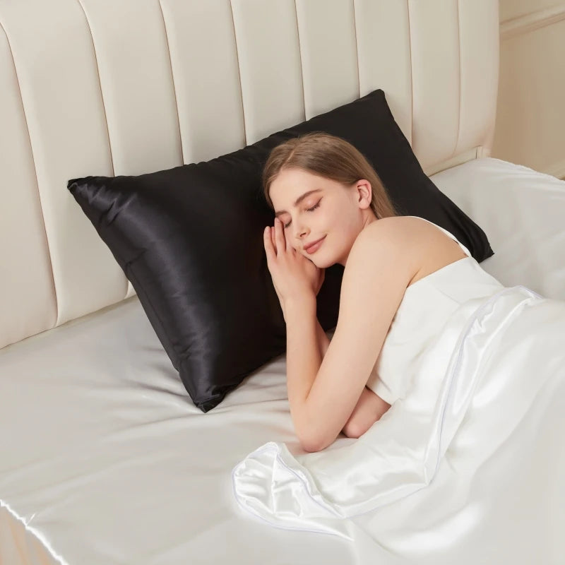 Solid Mulberry Silk Pillow Case Hair Skin Protect Pillowcase Luxury Sleeping Bedding Cushion Pillow Cover Standard Queen Size