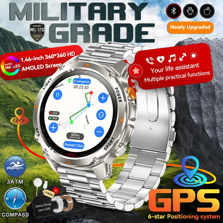 Forerunner 570 GPS Smart Watch 3ATM Waterproof  AMOLED Screen MULTI-BAND GNSS Compass Altimeter Flashlight Sports Smartwatch Men