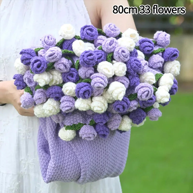 Rose Bouquet Blanket Hand Made Bouquet Nap Blankets Sofa Cover Finished Bouquet Blanket Couple Gift Home Supplies Manta de rosas