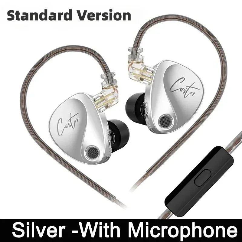 KZ Castor Wired Earbuds Improved Bass HiFi Earphone 2 Dynamic High-end Tunable Balanced Armature In-ear Headphone Music Headset