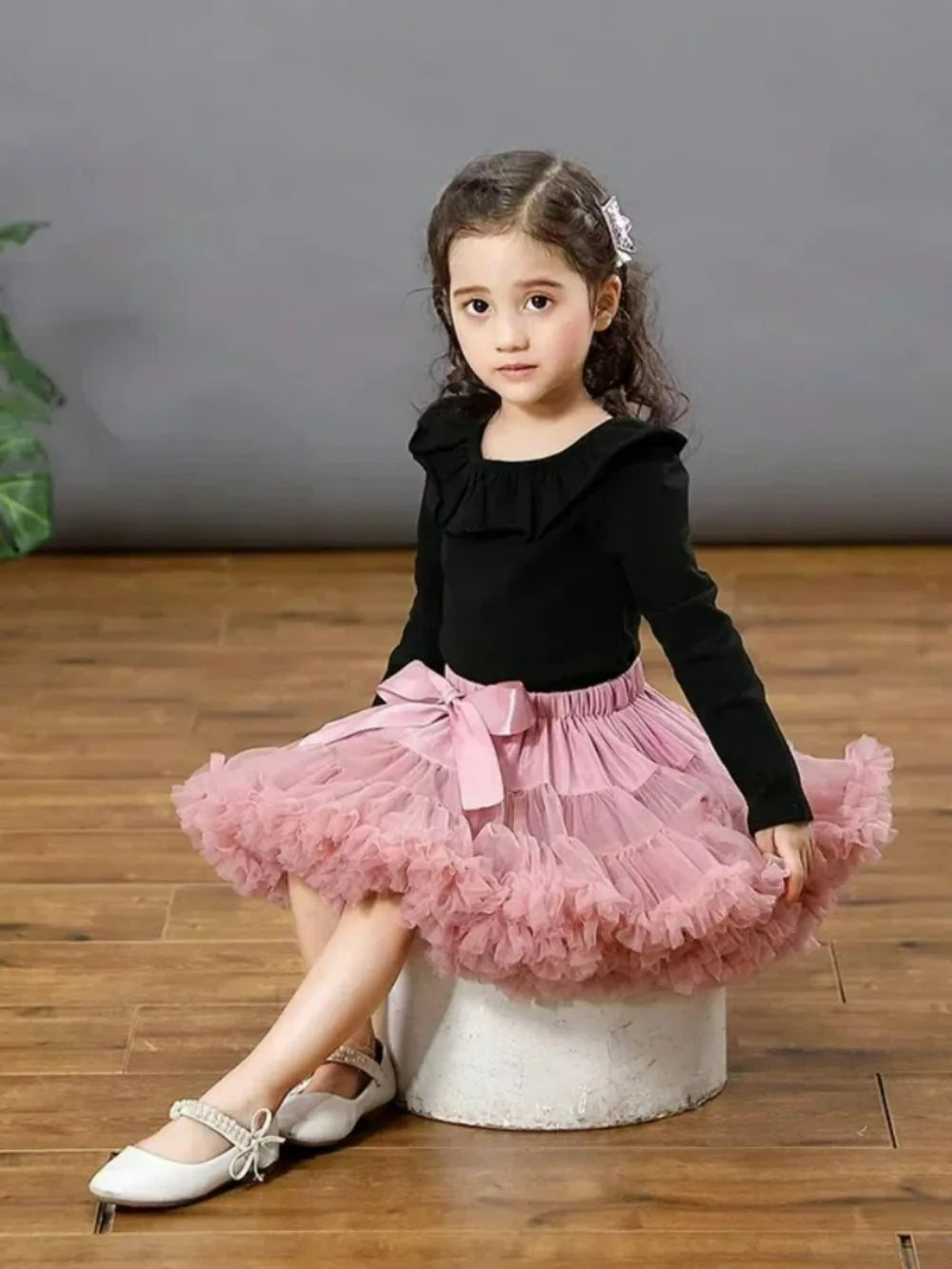HOT Girls Tutu Skirts Solid Fluffy Tulle Princess Ball Gown Pettiskirt Kids Ballet Party Performance Dress for Children PP001