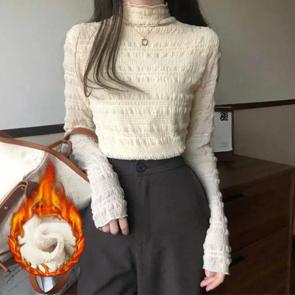 Woman Clothes Half-high Neck Casual Elegant Bottoming Shirt Long-sleeved T-shirt Slim Fit Fashion Tops Women's Thermal Underwear