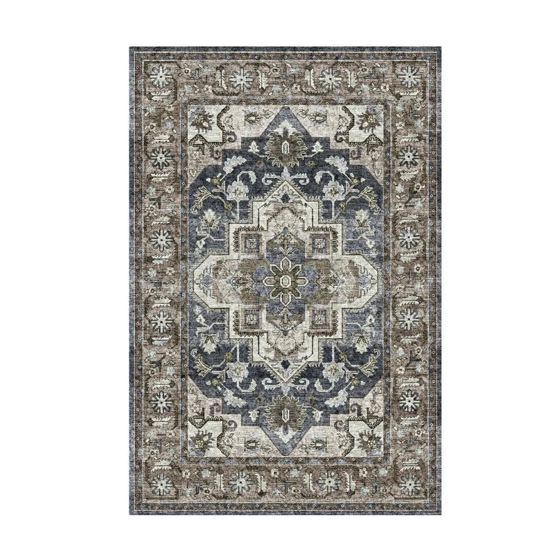 VIKAMA Washable Foldable Imitation Cashmere Carpet Entry Door Mat Persian Retro Style Living Room Bedroom Bed Soft Mat