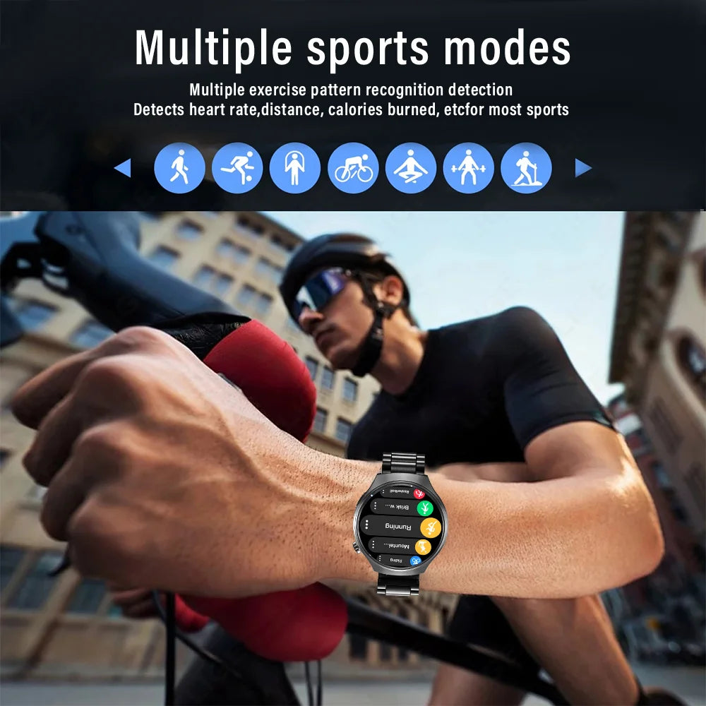 LAXASFIT 2026 New Smart Watch for Men Full Touchscreen Bluetooth Call Sports Fitness Smart Wristwatch Holiday Gift