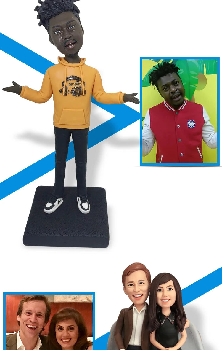 Custom Handmade Bobblehead Sculptures Figurines-Personalized 3d Clay Doll from Your Photo-Wedding Anniversary Gifts for Wife
