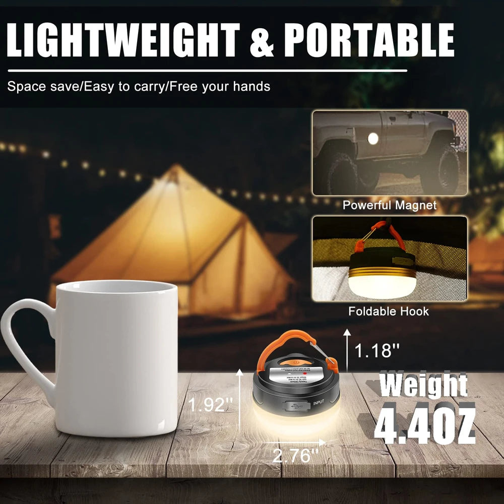 10W High Power Camping Lantern Tents Lamp 1200mah USB Rechargeable Portable Camping Lights Outdoor Hiking Night Hanging Lamp