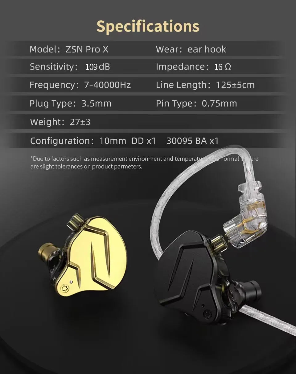 KZ ZSN Pro X Metal Bass Earphones 1BA+1DD Hybrid Technology HIFI In Ear Monitor Earphone Earbuds Sport Noise Cancelling Headset