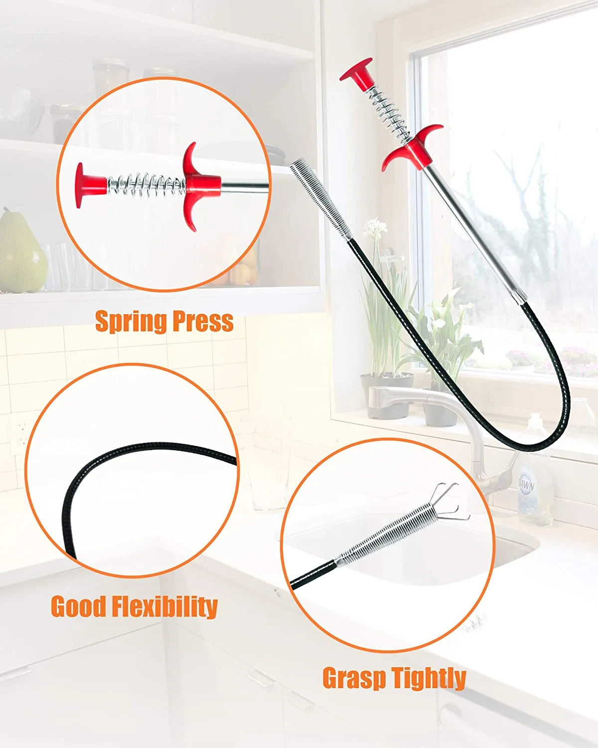 Hand Pinch Cleaning Sewer Pipe Plunger Hand Pinches Four Claws Pipe Opener Drains Four Claw Telescopic Bathroom Accessories Home