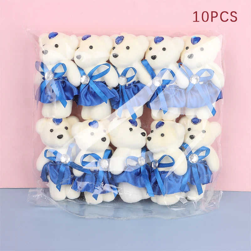 10Pcs 12cm Bear Flower Bouquet Toy Cartoon Doll Bear Bouquet Graduation Birthday Wedding Gifts Party Decor small gifts