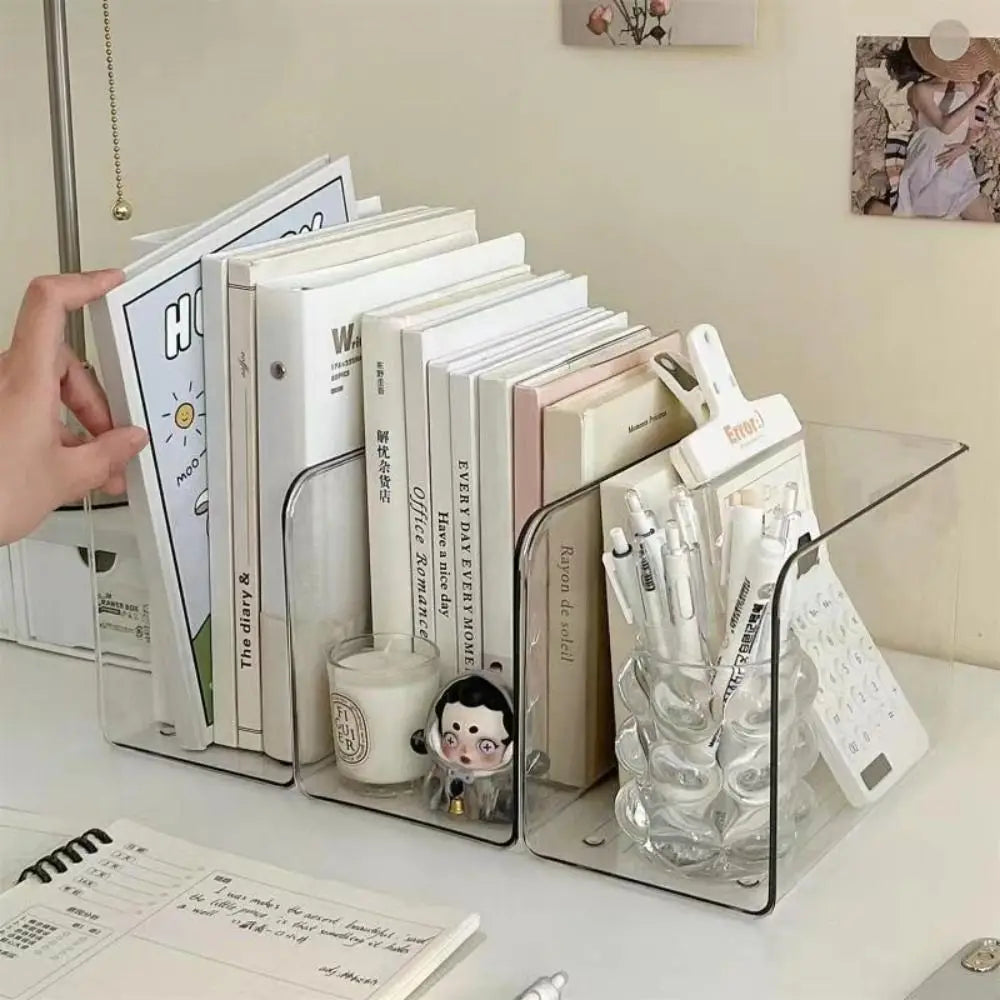 Transparent Book Stand Simple Free Combination U-shaped Book Organizer Acrylic Book Folder Desk Storage Rack Home Office
