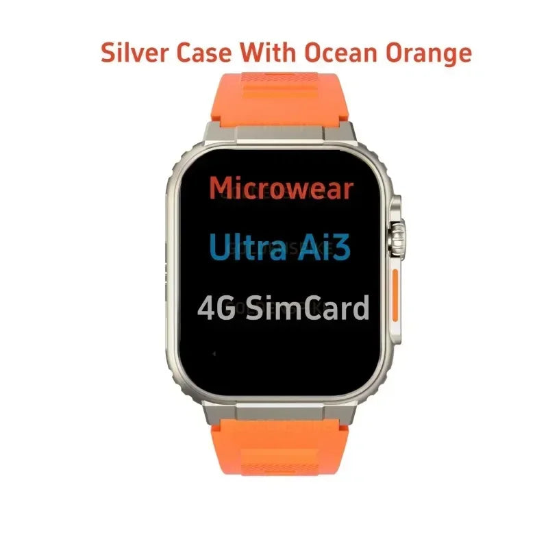 New Ultra Ai3 Smartwatch 4G Android Amoled HD Camera GPS WIFI Google Play Store App Download Game Bluetooth Smart Watch
