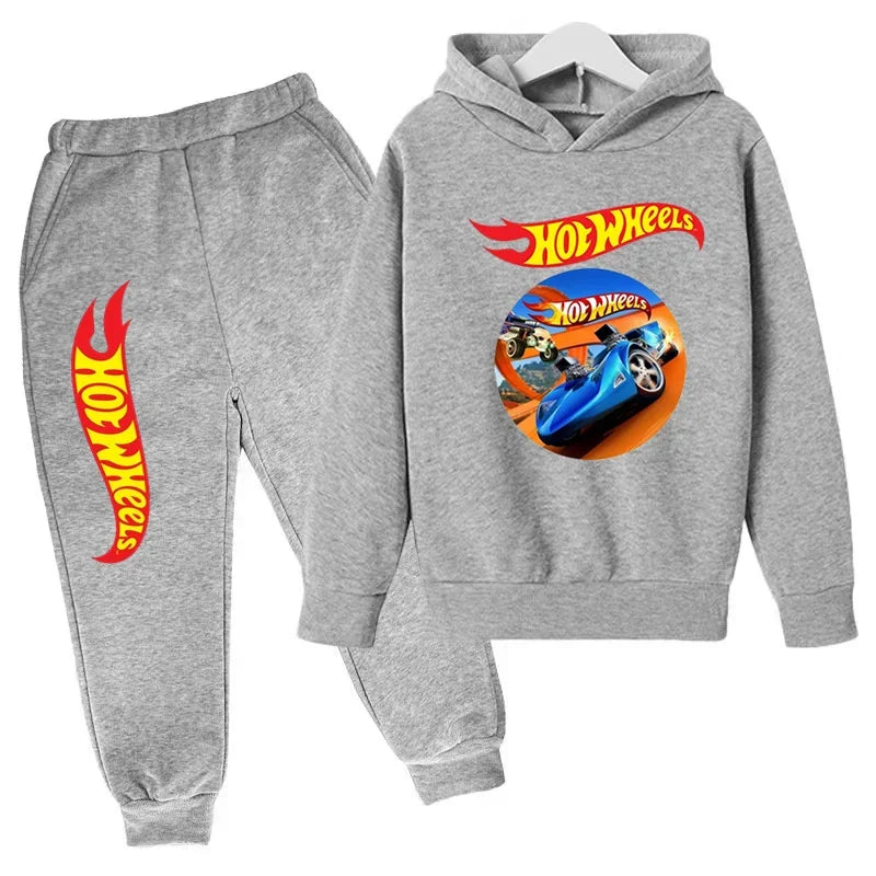 Kids Clothing Hot Wheels Car Game Printed Hoodie Coat 3-12 Yrs Boys Girls Toddler Top+pants Fashion Sweatshirt Casual Sportswear