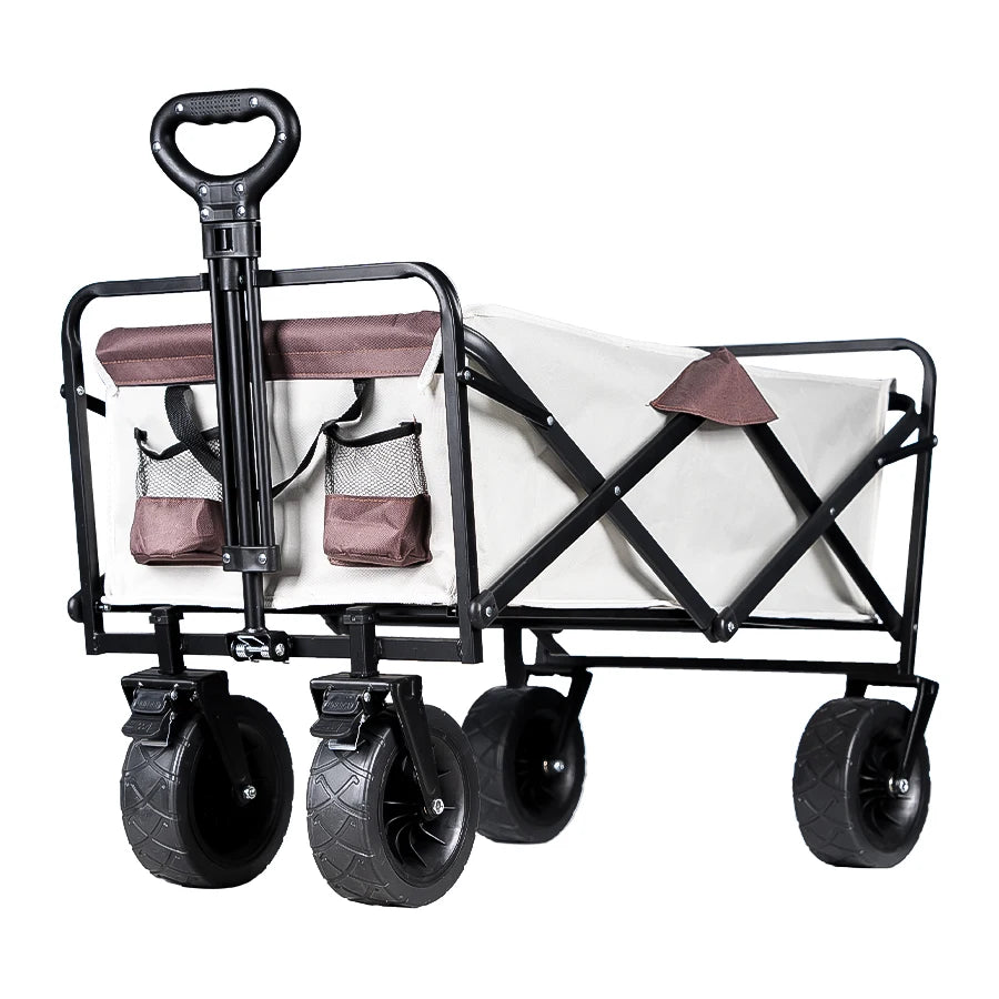 Collapsible Folding Utility Beach Wagon Cart Heavy Duty Large Capacity Fold Wagon Outdoor Trolley Portable Camping Cart Table