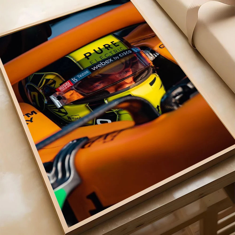 1pc F1 Formula 1 L-Lando Norris Poster Self-adhesive Art Waterproof Paper Sticker Coffee House Bar Room Wall Decor